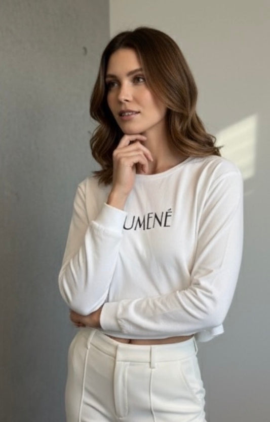 LUMENÉ Essential Logo Crop – White Edition